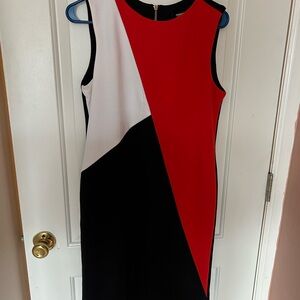 Premise Asymmetrical Dress - Red, White, and Black